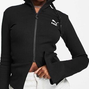 Puma Black Ribbed Zip-Up Top
